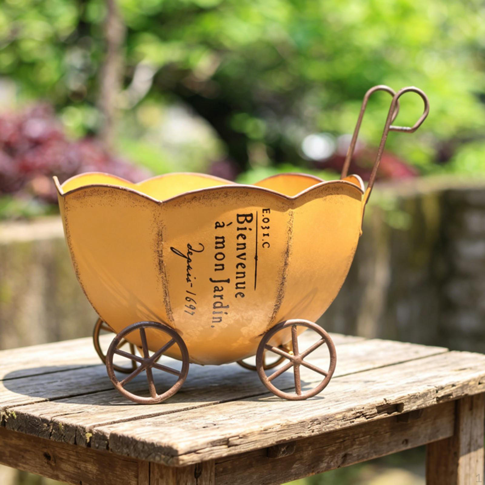 

Decorative Garden Wagon Planter Raised Bed with Wheels Plant Pot Park Balcony Yard Indoor жёлтый