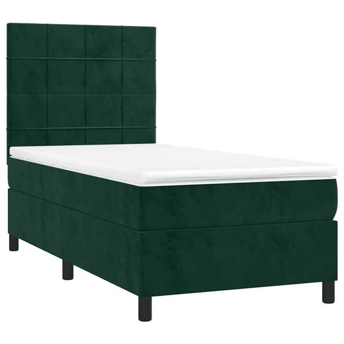 Maison Exclusive - Sommier à lattes de lit et matelas et LED Vert foncé 90x200 cm