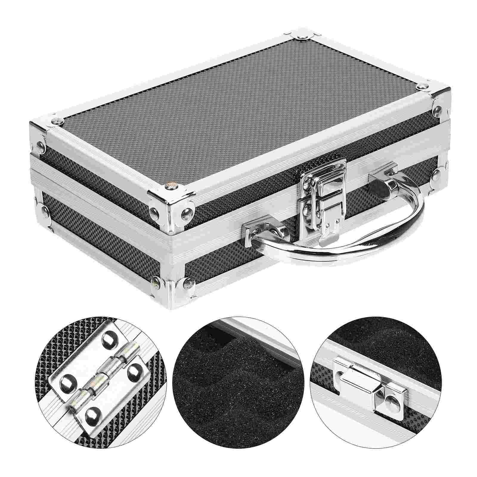 Toolbox Multifunctional Metal Tools Case Briefcase Smooth Open and Close Handle Carrying Aluminum Alloy Suitcase Portable 18.00X10.50X5.50CM