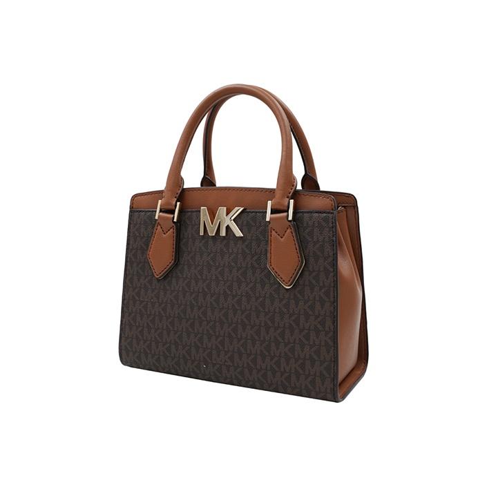 Michael Kors Mk Mott Vintage Color Block Logo Tote Bag Crossbody Bag Women Bags Brown 35T0GOXM2B-BROWN