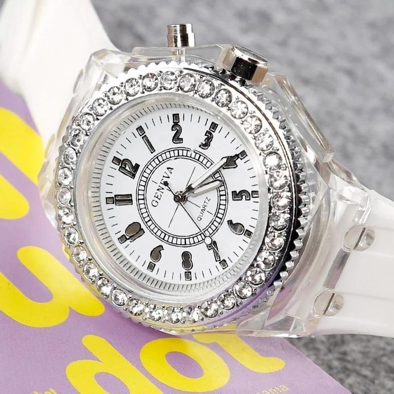 Ladies Classic Watch LED Light Digital Watch Couple Watch Silicone Quartz Luminous Watch Jelly Color Luminous Watch