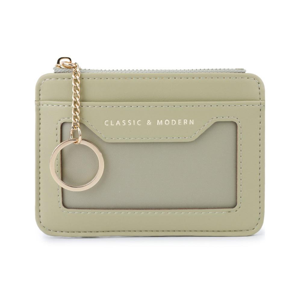 

Portable Multi-card Slots Card Bag Keychain Hanging Leather Multi-card Wallet PU Leather Coin Purse Gifts зелёный