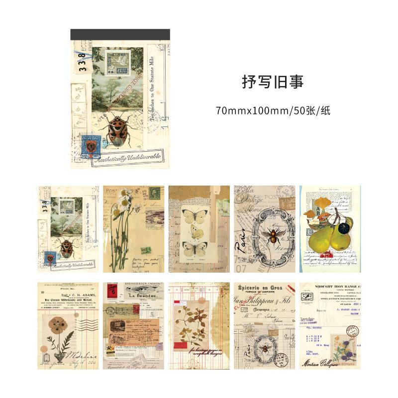 

50Pcs Retro European Vintage Craft Paper Scrapbook Journal Diary Album Background Decor Paper