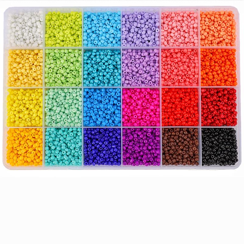 24-Grids Kit 3mm Loose Glass Beads Colorful Handmade Seed Beaded Set Box for DIY Bracelets Necklaces Making Jewelry Accessories