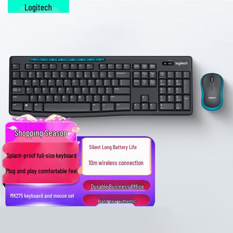 

Logitech MK275 Wireless Full-Size Silent Keyboard and Mouse Combo