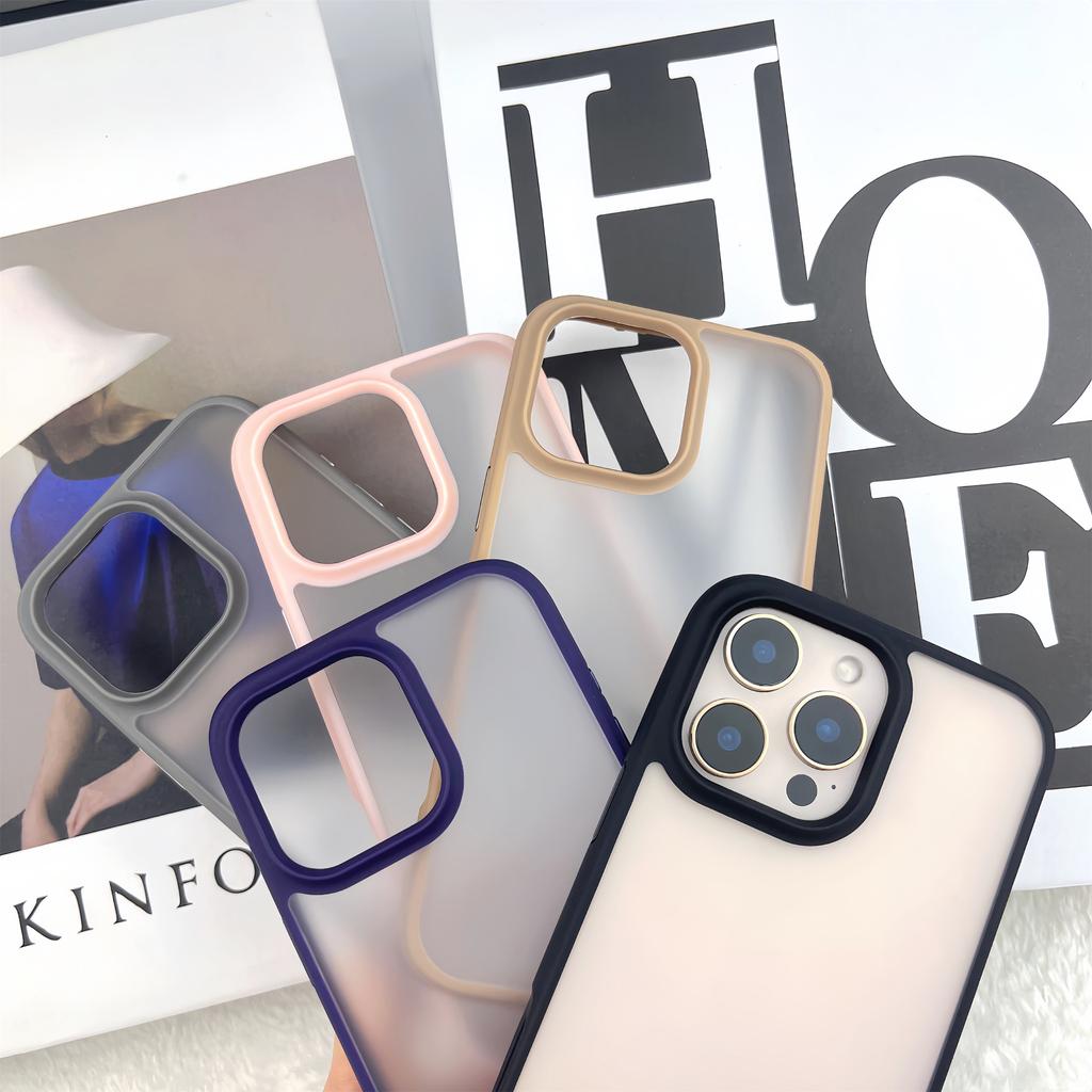 For iPhone 16 Pro Case Curved Frame PC + TPU Phone Cover Anti Drop Protection