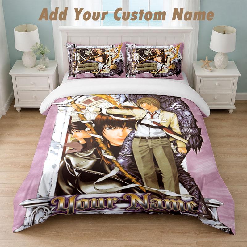 Bedding Set 1 Duvet Cover 2 Pillowcases Death Note Print Soft Bed Linen Bedroom Decor