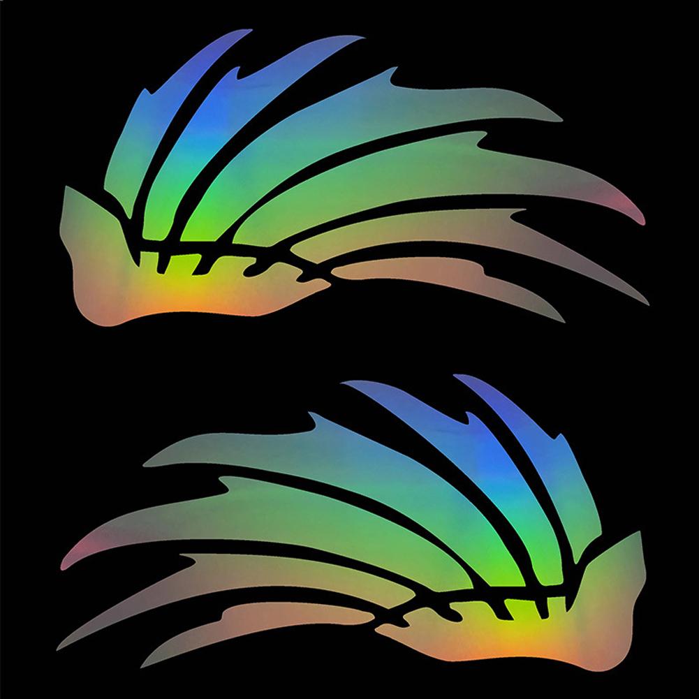 2Pcs Creative Helmet Sticker Wings Feathers Design Removable Vinyl ReflectionDecal for Motorcycle Electric Bike Decoration