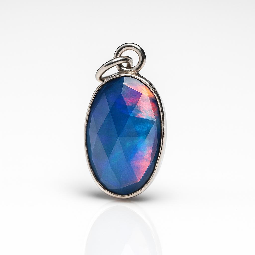 Natural Opal Pendant 16.75 Ct Multicolor 925 Sterling Silver Oval Cut October Birthday Birthstone