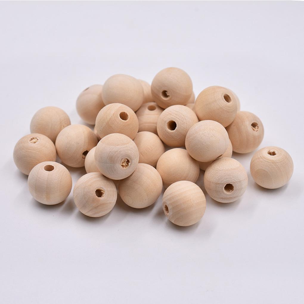 50pcs Wooden Round Beads Spacer Jewelry Necklace Bracelet Making Crafting DIY Beads Assorted Kit