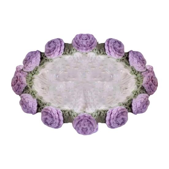 Crochet Rose Bouquet Coaster Heat-resistant DIY Handmade Knitting Flower Coffee Mug Cup Mat Kitchen Countertop Table Desk Decoration