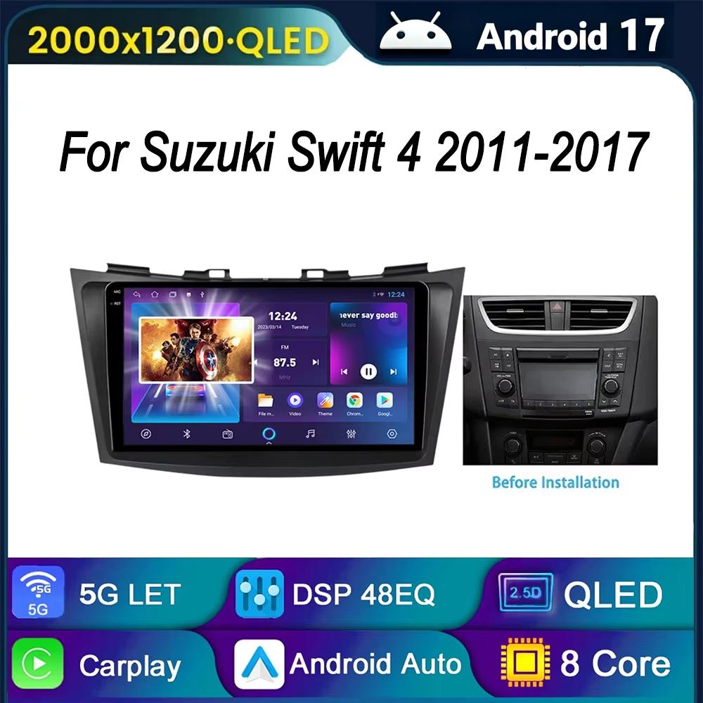 Car Radio 2 Din Android 17 For Suzuki Swift 4 2011-2017 Wireless Carplay Stereo Multimedia Player Navigation 4G WiFi Head Unit