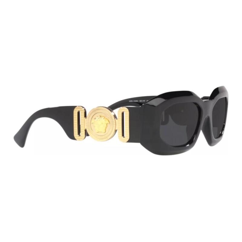 Versace Temple Logo Irregular Sunglasses Women's Black 9014447 O4425UOGB18754ONUL-Black 53