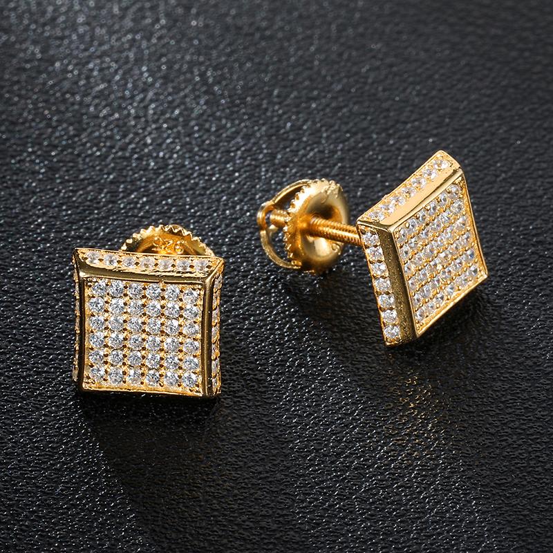 

Хип-Хоп CZ Циркон Квадратные Bling Iced Out Микро Полные Асфальтированные Серьги-гвоздики со Стразами Медные Серьги Для Мужчин Ювелирные Изделия