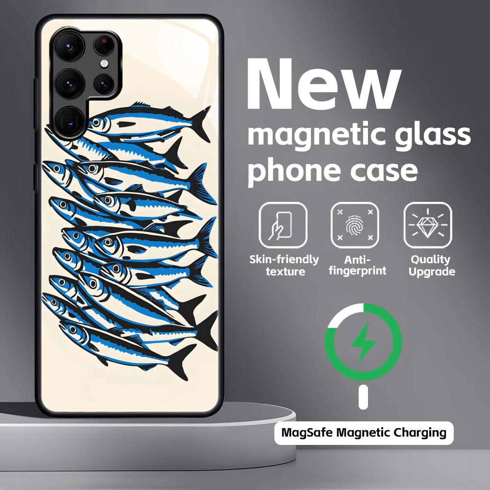 Sardines  Phone Case For Samsung S26 S25 S24 S23 S22 S21 Plus Ultra Note20 Glass Magnetic Case