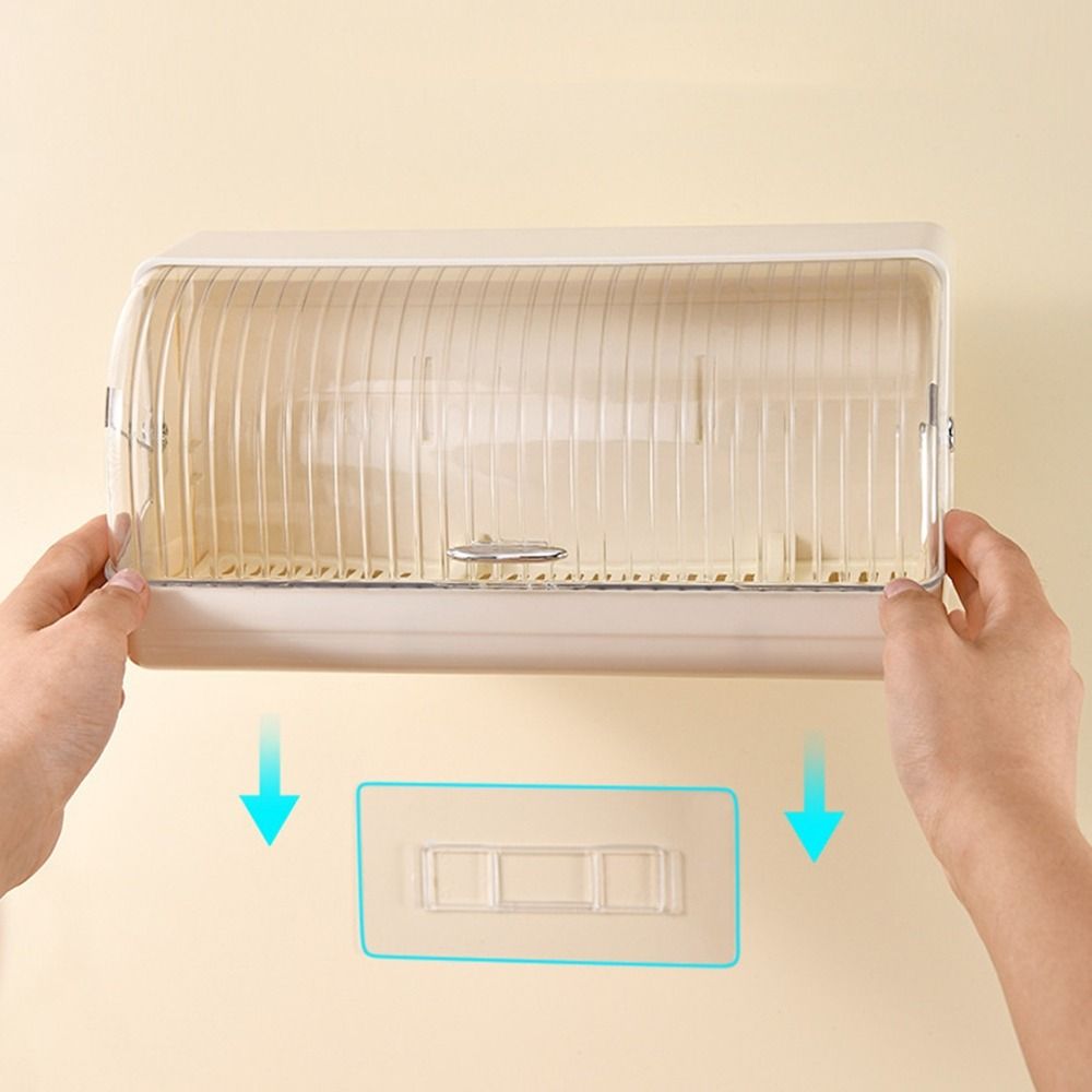 Plastic Wall Mounted Chopstick Storage Box Large Capacity Cutlery Organizer  Bathroom