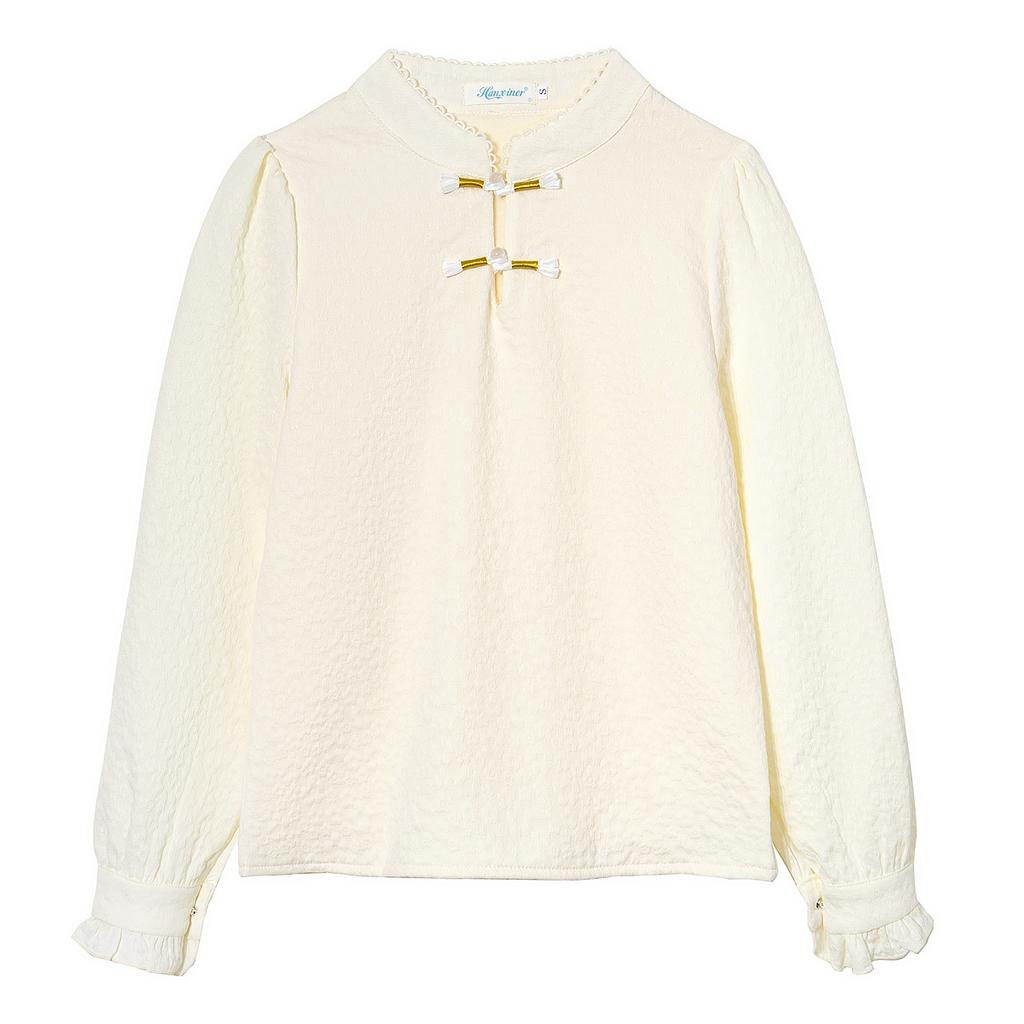 Fashion New 2024 Winter Chinese Style Long Sleeve Stand Collar Velvet Blouse Shirt Women Tops Blouses Shirts J807