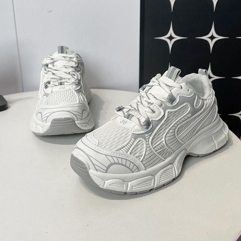 Mesh Breathable Thick-soled Dad Shoes for Women's New Small Men, Taller and Thinner Lace-up Casual Sports Shoes