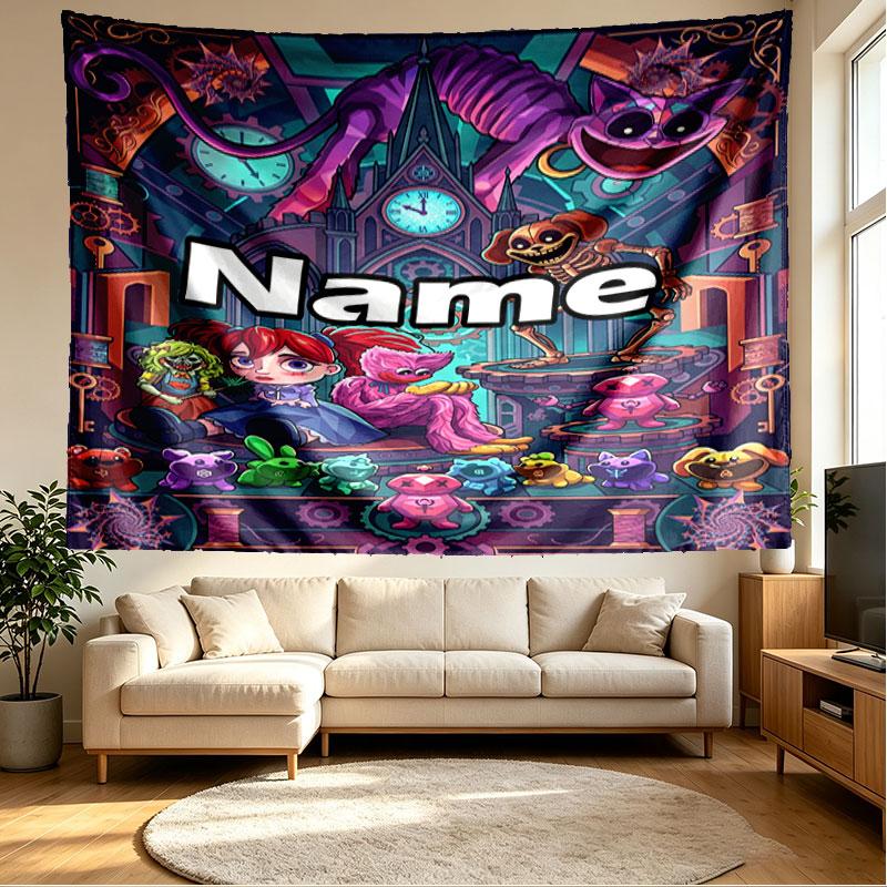 Custom Name Personalized Poppy Playtime Print Tapestry, Wall Art Decor, Bedroom, Dorm, Apartment, LivingRoom, Party Backdrop, Gift for Birthday