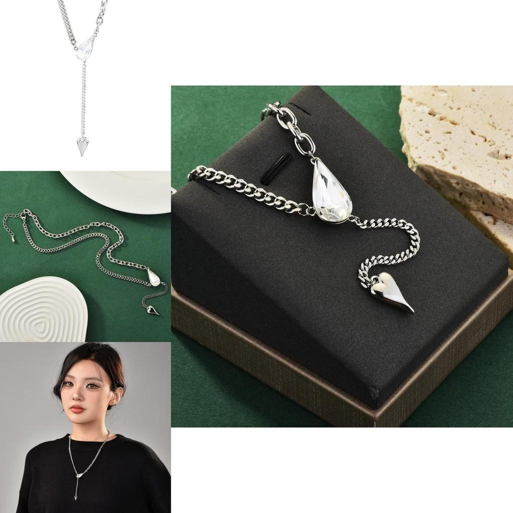 Fashionable Water Drop Crystal Choker Necklace With Geometric Patterns And Tassels