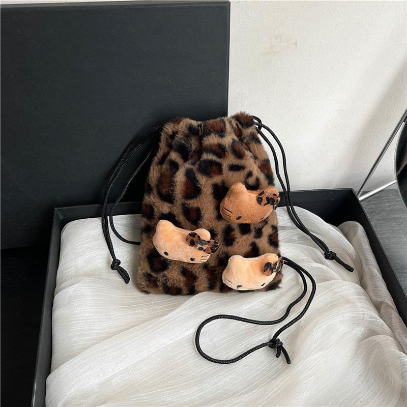 New Simple Wind Fluffy Woolen Large-capacity Shoulder Bag Fashionable and Casual Fluffy Messenger Tote Bag