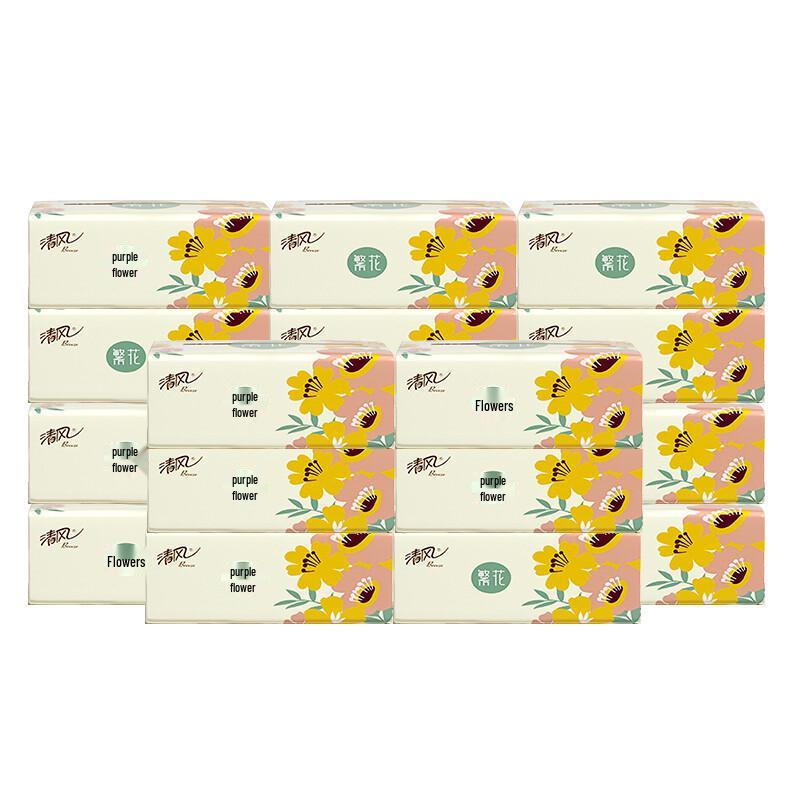 Qingfeng Blooming Series Soft Facial Tissue, 2-Ply, 18-Pack