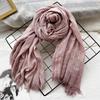 Autumn and Winter New Solid Color Blended Polyester and Cotton Scarf Women's Retro Dirty Dyed Striped Shawl Versatile Scarf Men