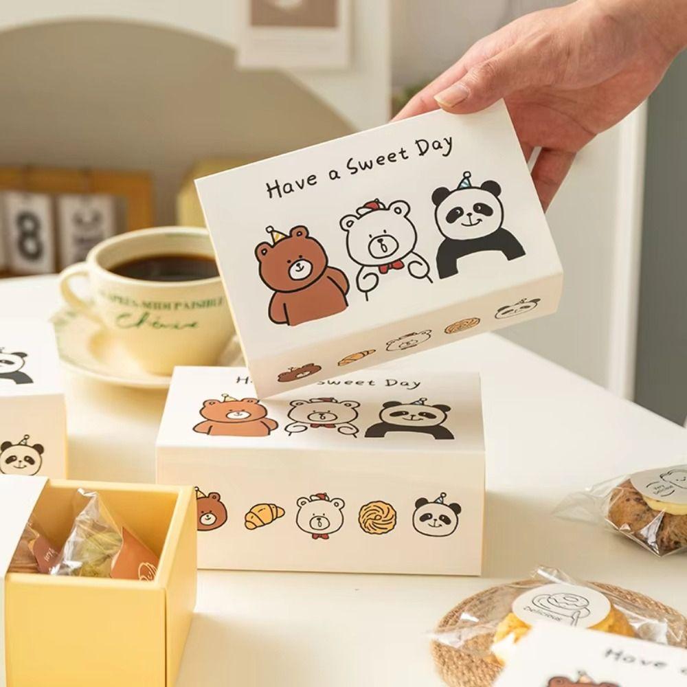 Cartoon Bear Drawer Box DIY Baking Packaging Boxes for Biscuits Cookies Snowflake Crisps Candies