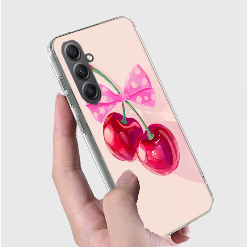 Cherry Bow Phone Case for Samsung A16 A26 A36 A56 A17 A37 A57 A07 A06 A02S A03 A04S A05S Galaxy Note 20 10 A50S A71 A51 A31 A30