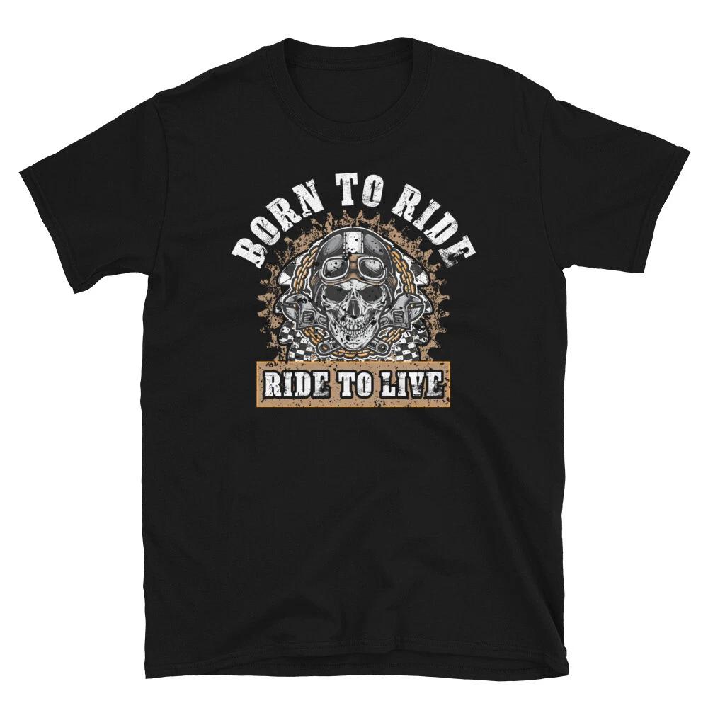 Biker Skull & Chains Motorcycle Rider T-Shirt L