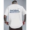 "Bad Ideas, Good Stories" Vintage T-Shirt - Retro Letter Print Short Sleeve Round Neck Casual Tee for Summer, Machine Washable for Outdoor Activities