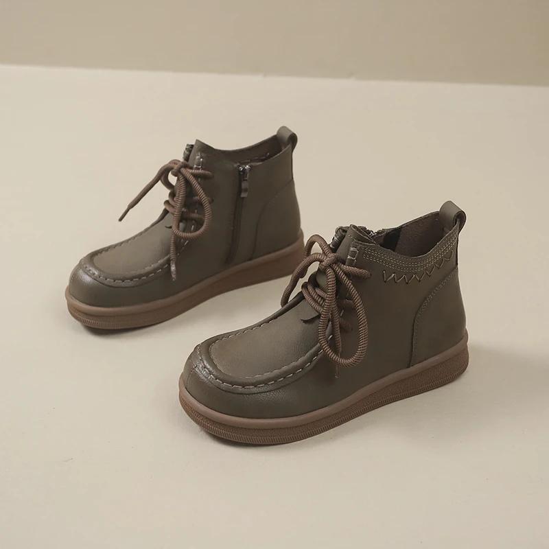 

Женские осенне-зимние новые однотонные ботинки на плоской подошве в зарубежном стиле, модные, нескользящие, универсальные ботильоны 42