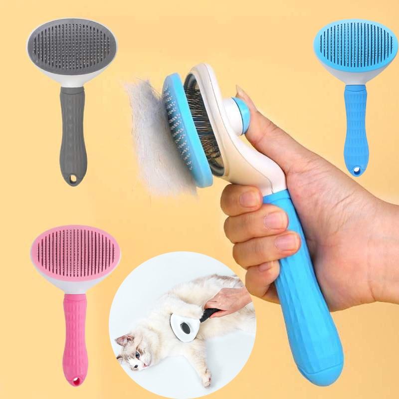 Ein-Knopf Haustierpflegekamm Automatische Haarentfernungsbürste für Katzen und Hunde