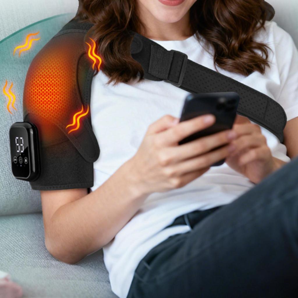 Heated Vibrating Shoulder Massage Pad Rechargeable with