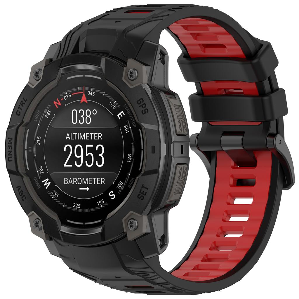 For Garmin Instinct 3 45mm Dual Color Smartwatch Band Sports Breathable Silicone Strap