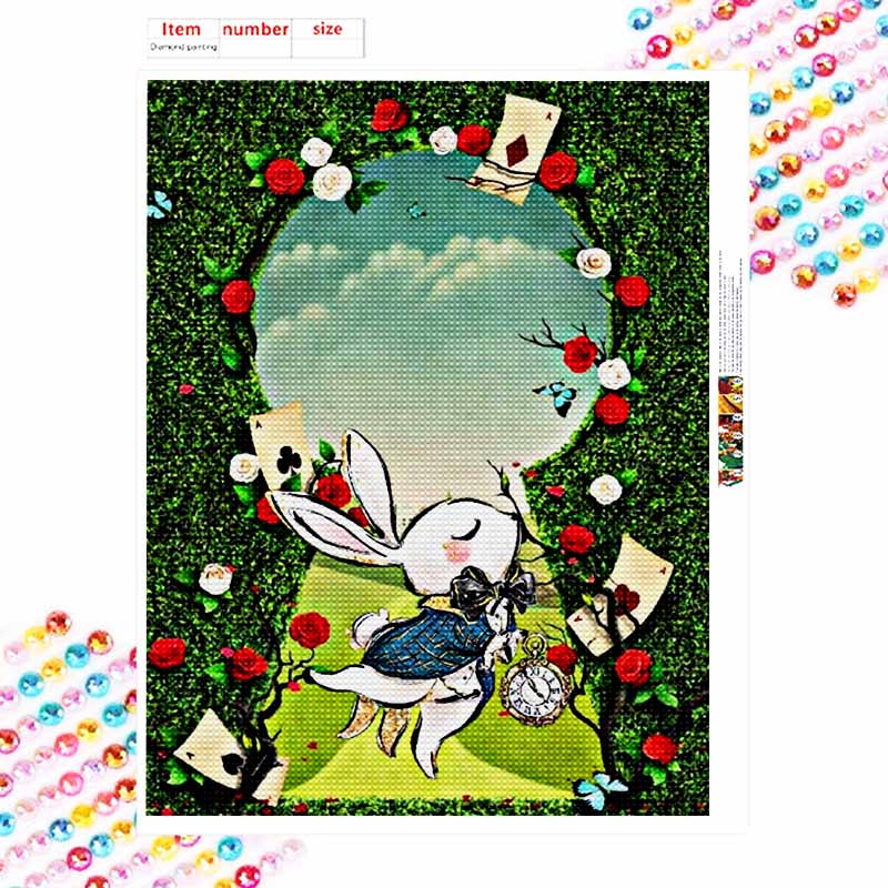 Disney diamond painting full drill 5D White Rabbit Alice in Wonderland art home decor creative handicrafts