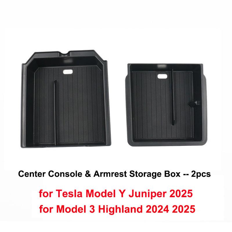 Für Tesla Neues Model Y Juniper 2025 Launch Model 3 Highland 2024 Mittelkonsole & Armlehne Aufbewahrungsbox Oberes & Unteres Silikonpolster