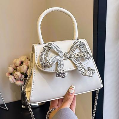 New Sweet Diamond Bow Mini Crossbody Bag For Women Fashion Commuting Versatile One Shoulder Handbag Casual Trend Coin Purse