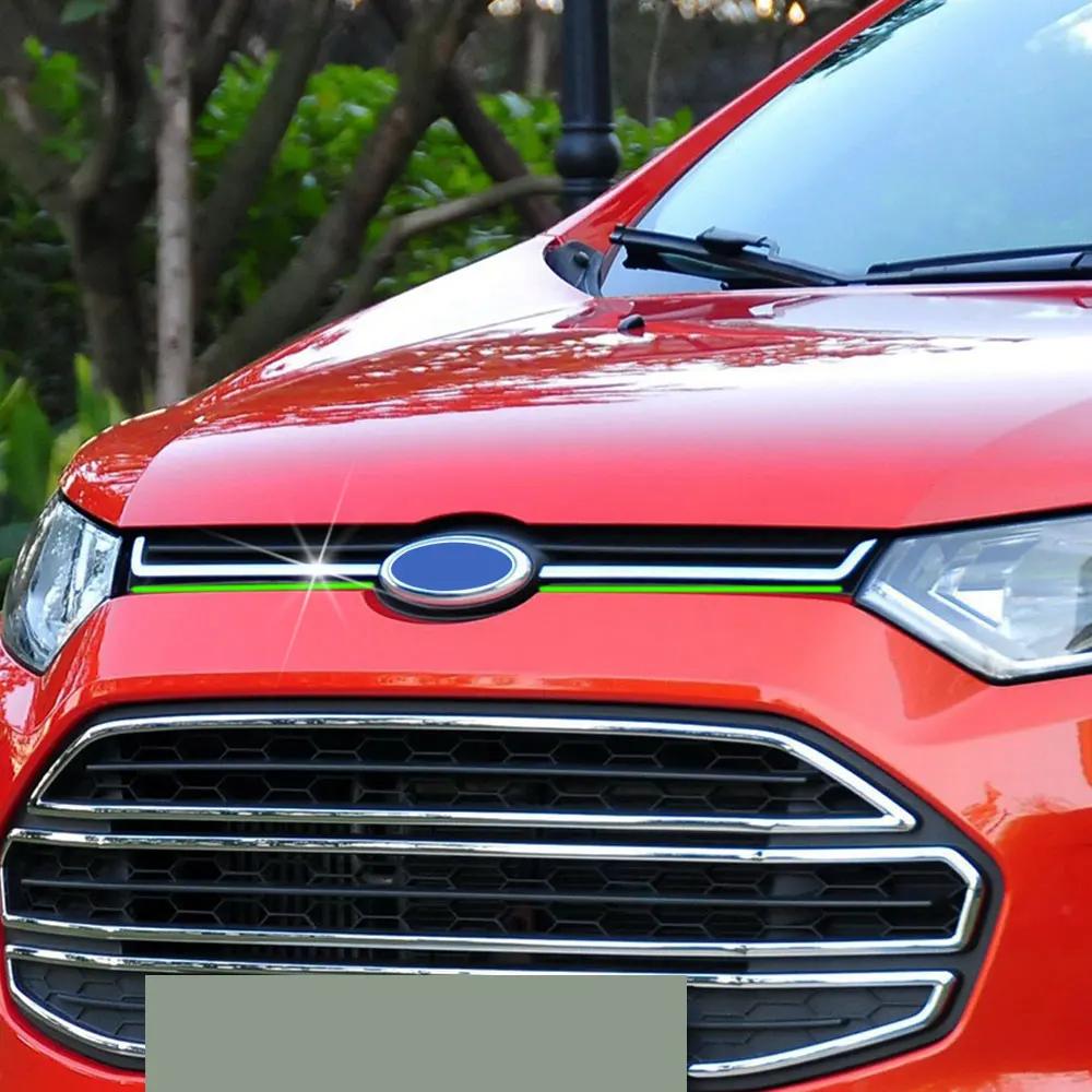For Ford EcoSport 2013 - 2017 Front Grille Trim 2Pcs Front Logo Side Protection Sticker Decorative Strip Interior Accessories