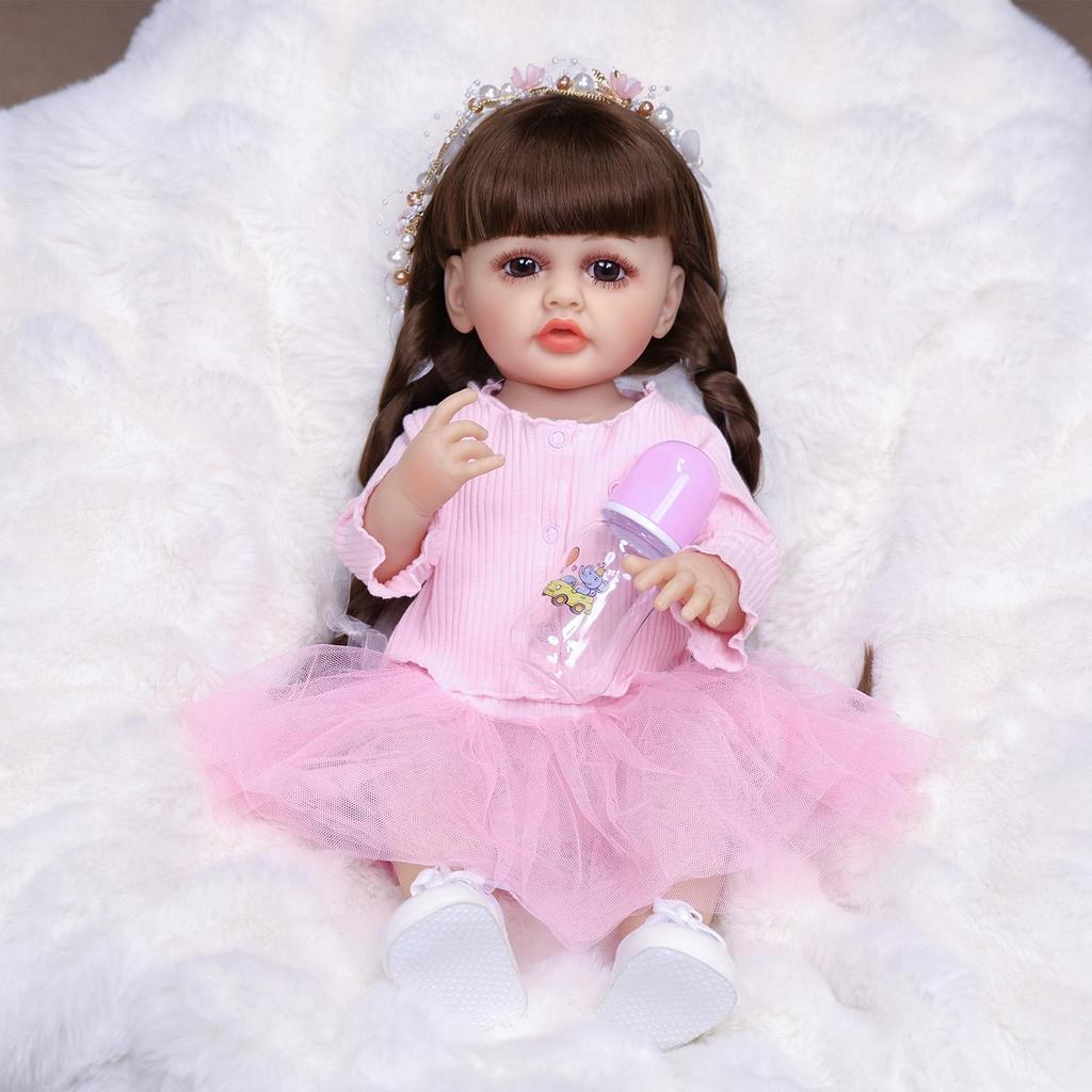 KEIUMI 55cm Reborn Baby Dolls Looks Like Princess Full Vinyl Can Bathe Babies Doll Newborn Girl Playmates Christmas Birthday Gifts