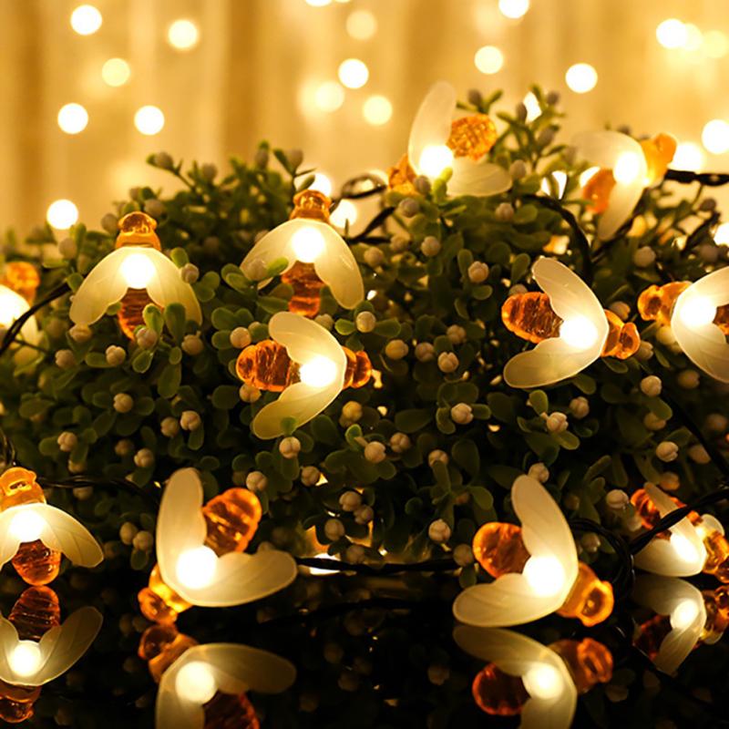 Bee Shape Led Solar String Lights Energisparende Utendørs Lights For Gjerde Plen Patio Garden