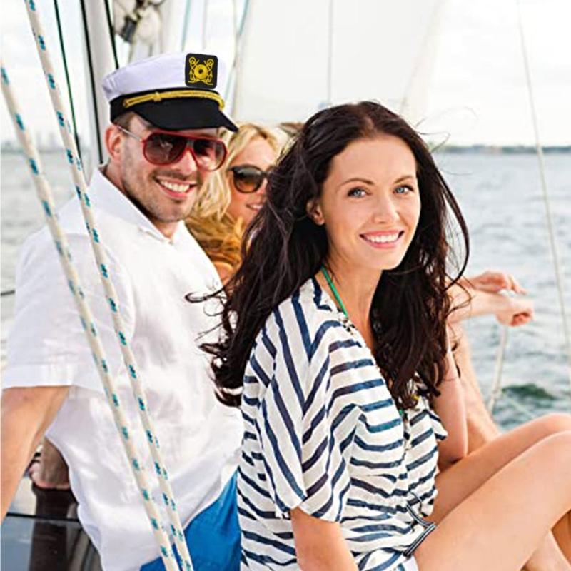 Fashion Embroidered Military Hat Captain Cap Sailor Cap Marine Admiral Cap Adult Military Hat Navy Hat for Fancy Dress