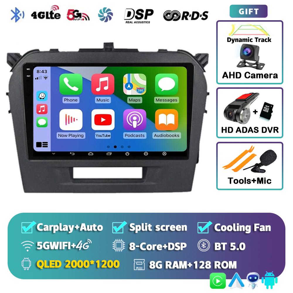 Android 14 Carplay Auto For Suzuki Vitara 2015 2016 2017 2018 2019 Car Radio Multimedia Player Stereo Video Head Unit WiFi+4G BT