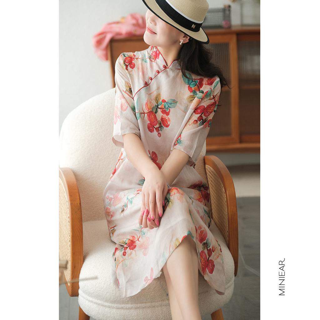 Improved Cheongsam Dress Summer New Women's Clothing Retro Literary Ethnic Style Age-reducing Foreign Style Cotton and Linen Skirt