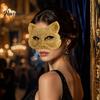 Luxury Rhinestone Costume Mask Full Halloween Mask, Sparkling Skull And Cat Face Carnival Adjustable Elastic Straps for Theme Dances Decorative Party