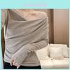 T-shirt Femme Oversize Col en V Manches Longues Haut Décontracté Pour la Saison Printanière