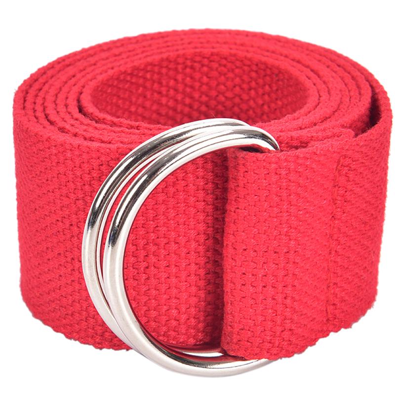 Unisex Casual Double D-Rings Nylon Canvas Stripes Buckle Waistband Outdoor Belts