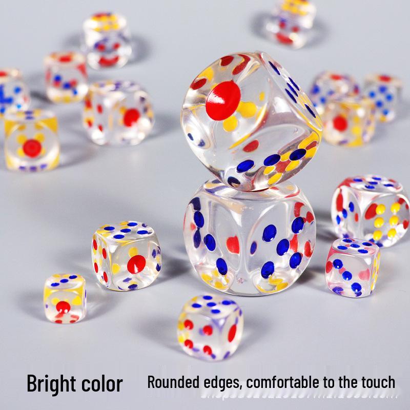 Acrylic Transparent Dice Shaker with Colored Dots - Large Size Children's Toy Dice Cup
