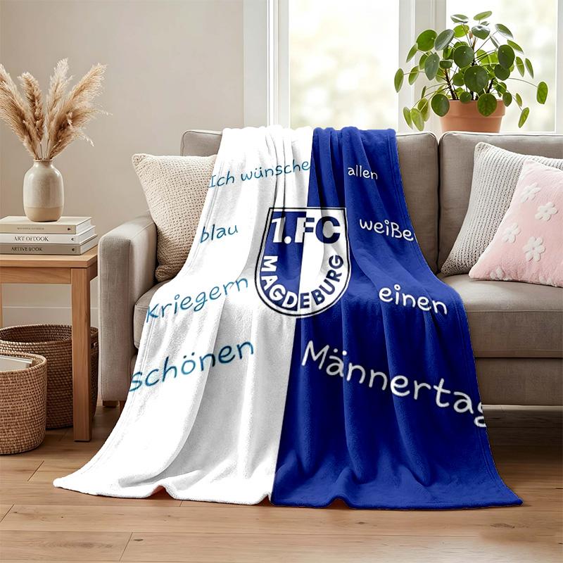 1. FC Magdeburg Decke Flanelldecke Weiche Gemütliche Plüschdecke für Sofa Bett Leichte Heimdekoration