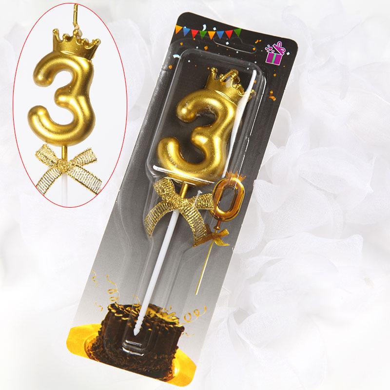 

Свечи для торта на день рождения с цифрами от 0 до 9 Свечи в виде золотой короны Украшения для десерта Торт на день рождения Цифровые свечи Аксессуары